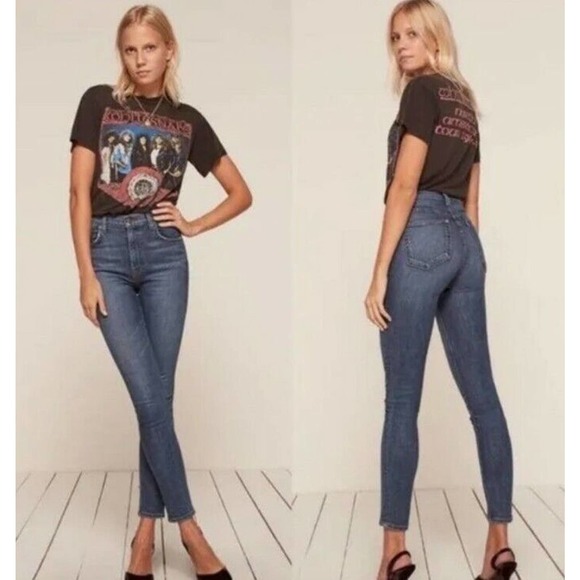 Reformation High Rise Skinny Jeans in Rhine Wash Size 26 (d - Picture 1 of 7